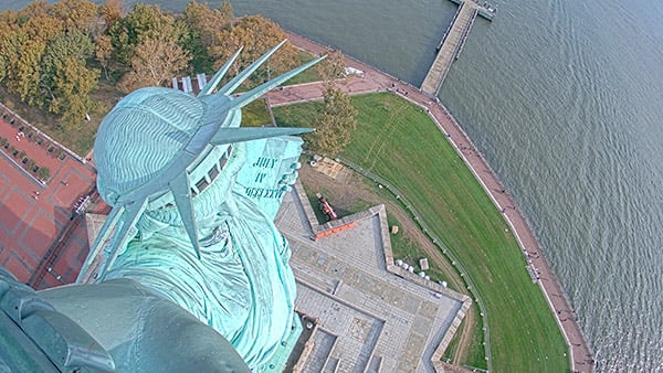 Unique View from the Torch of Lady Liberty's Crown